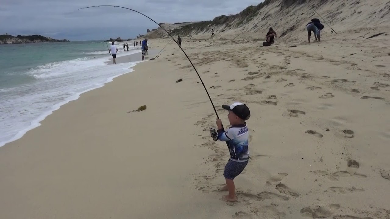 3 Year Old Catching 6Kg Salmon From The Beach