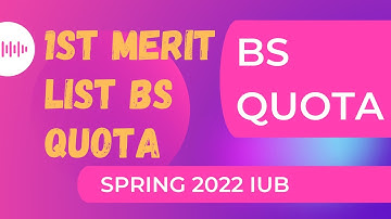 1st merit list BS Quota Iub spring 2022 | teacher/emoloye/Disable Quota iub