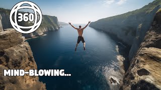 Insane 360 VR Cliff Dive - You Won't Believe This! Feat. @adrenalineaddiction @CliffLifeProductions