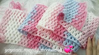 #كروشيه #كوفية كوفيه كروشيه اسكارف بشلة واحدة بس وتكرار لسطر واحد سهلة جداeasy crochet scarf & shawl