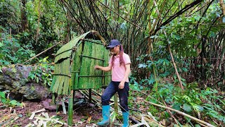 Camping when it stops raining - solo girl builds a safe shelter to survive alone