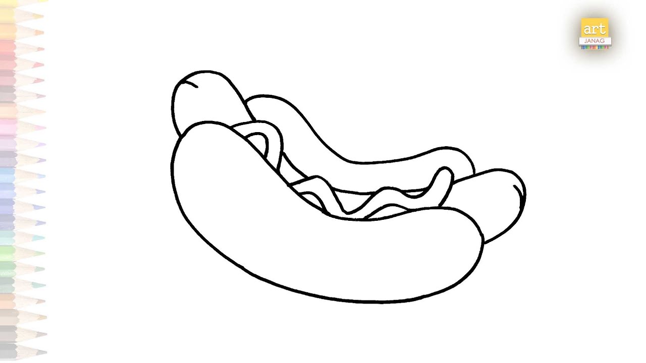Hot Dog drawing easy Food recipe drawings How to draw Hot dog 