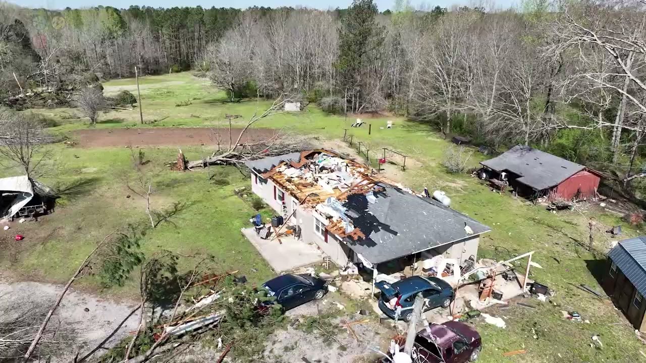 Smithville, Mississippi Intense Tornado Damage - Drone Scenes