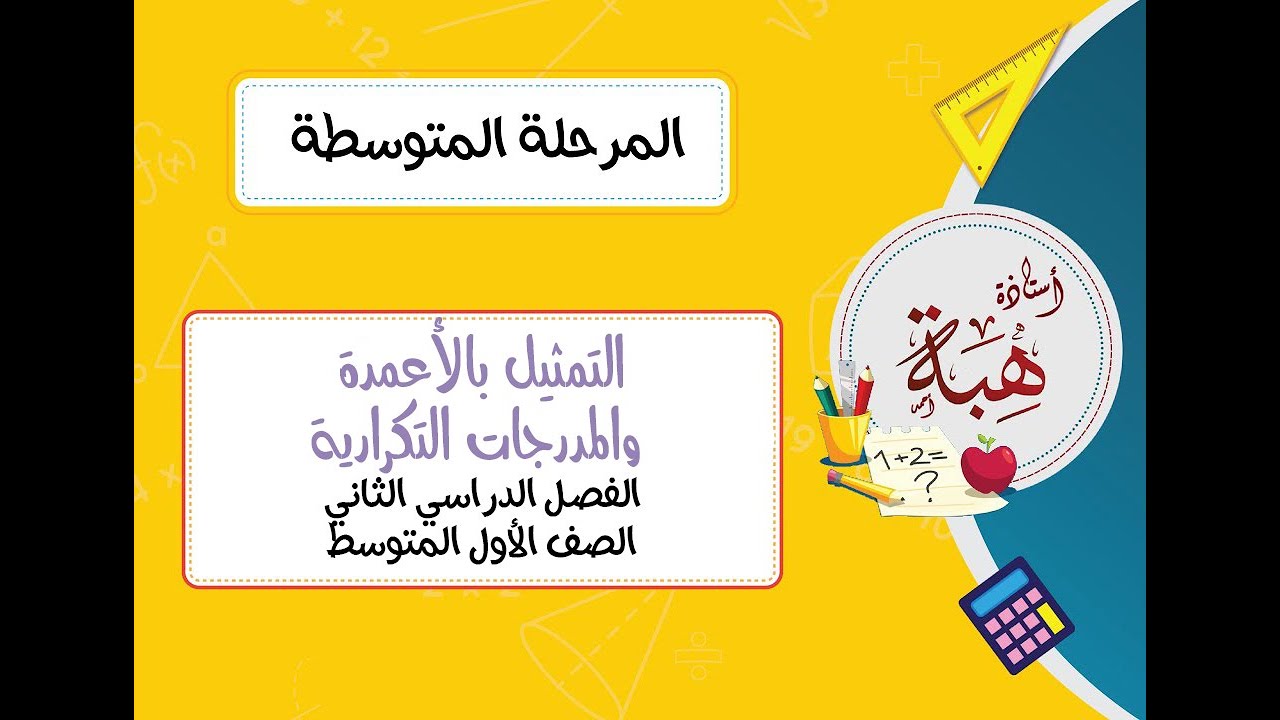 التمثيل بالأعمدة والمدرجات التكرارية (٦-٣) الصف الأول المتوسط (الجزء الثاني)