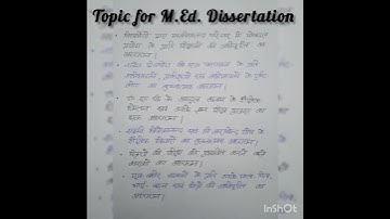 Dissertation Topic for M.Ed. Education