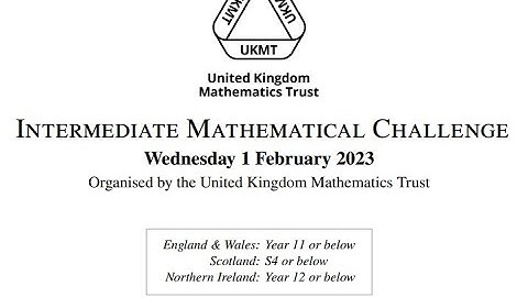 UKMT Intermediate Maths Challenge 2023