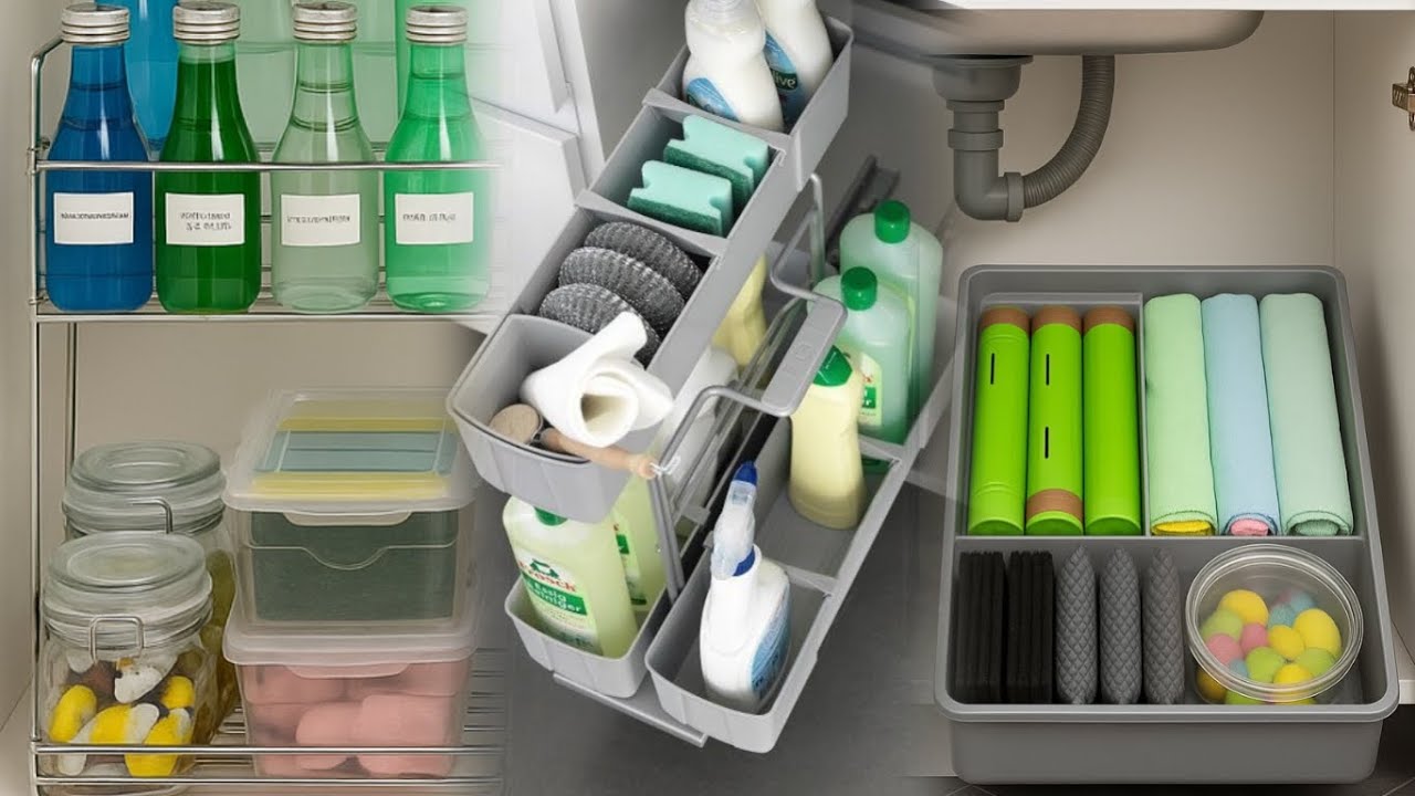 ترتيب مواد التنظيف والترتيب الذكي 👌🏻خلطات فعالة 💫 sous l'evier propre et organiser