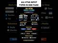 html all input types | All Input Types | HTML Input Types Full List | Web Development #inputfields