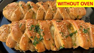 SPINACH CORN BRAIDED BREAD WITHOUT OVEN RECIPE|STUFFED BRAIDED BREAD|