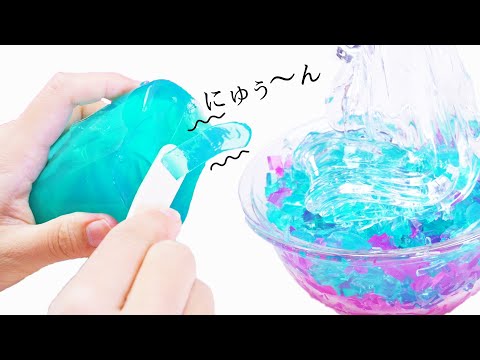 【ASMR】ちゅるちゅるを切ってスライムに入れてみた【音フェチ】