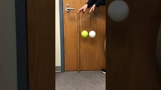Objects of different weights falling at the same rate.