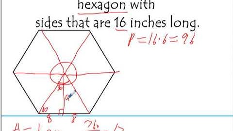 Area of regular hexagon with 16 inch sides