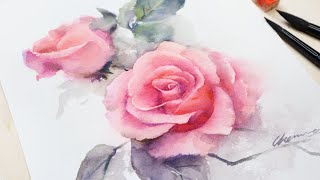 Rose in Watercolor Painting Tutorial/How to/ Step by Step