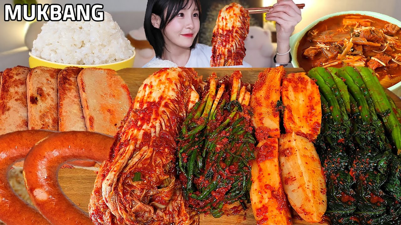 ASMR Сезон кимчхи🔥 Домашняя корейская еда: Спам, колбаса килбаса и суп доенджан MUKBANG