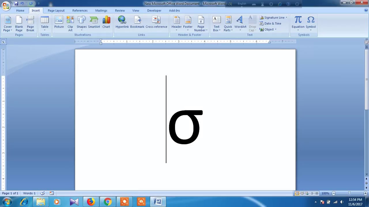 sigma symbol in word for mac