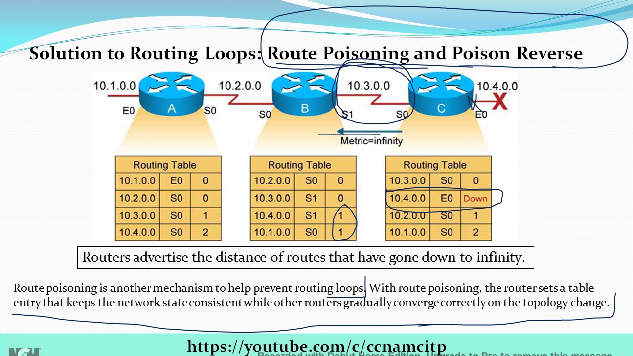 klinke frugter Entreprenør Solution to Routing Loops By Route Poisoning and Poison Reverse !! - YouTube