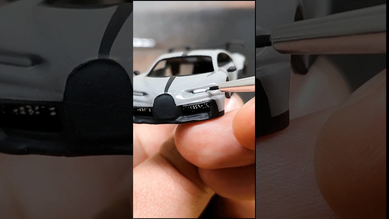 Bugatti Chiron Pur Sport Custom Hot Wheels Part 4 (Last) Details, Headlight painting, Glossy finish