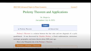 Several Advanced Topics in Plane Geometry: Lesson V