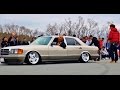 【爆音大会】 MercedesBenz 126 @Track and show2016　車高短 シャコタン 直管 Lowered exhaust Low car