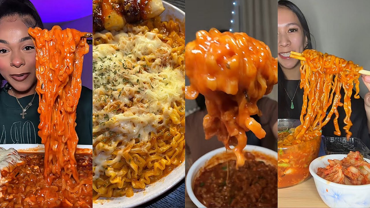 Asmr Extra Creamy Buldak Noodles | No Talking | Satisfying Meal Sounds | Food ASMR| TIKTOK MUKBANG  