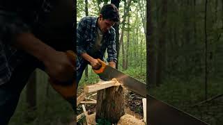 Chainsaw leads way with perfect clean timber guide 🔥🪵 #craft #chainsaw #timber