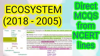 DIRECT MCQs For NEET from NCERT LINES chapter : ECOSYSTEM