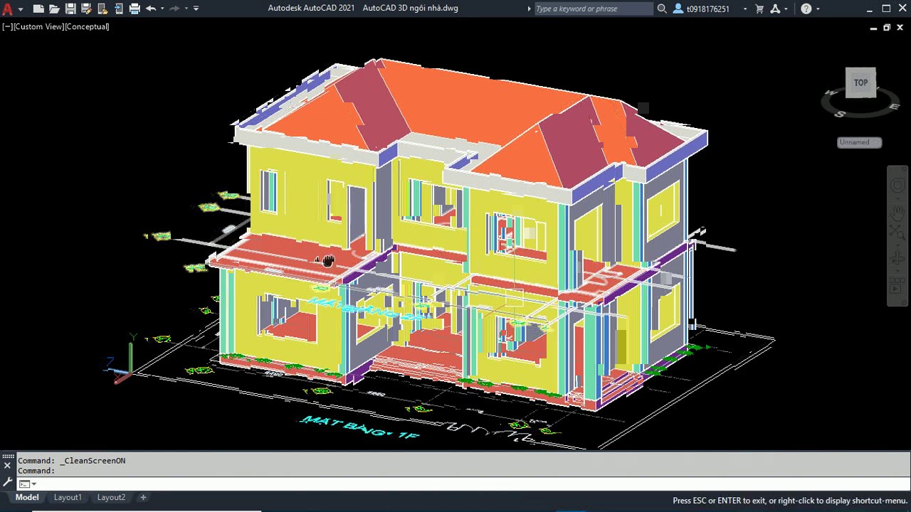 Học tập Vẽ mái nhà trong cad 3d dễ dàng và nhanh chóng