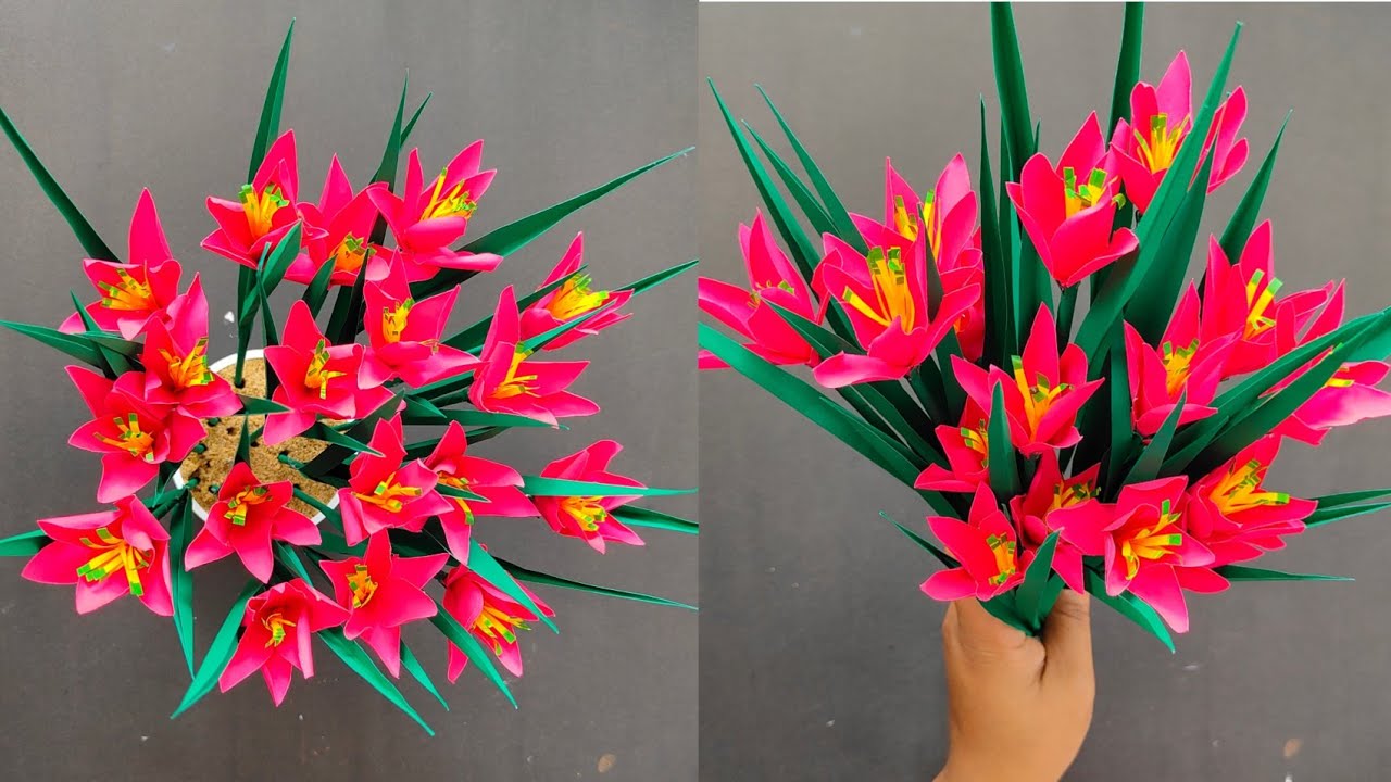 Beautiful Flower Bouquet Making Ideas/Paper Craft For Home Decoration/DIY Flower Vase/Home Decor ||