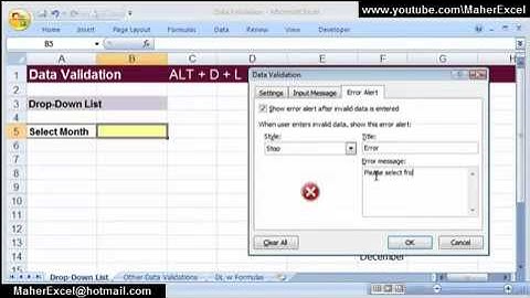 إكسل تيوب 15   Data Validation   إنشاء قائمة منسدلة   YouTube