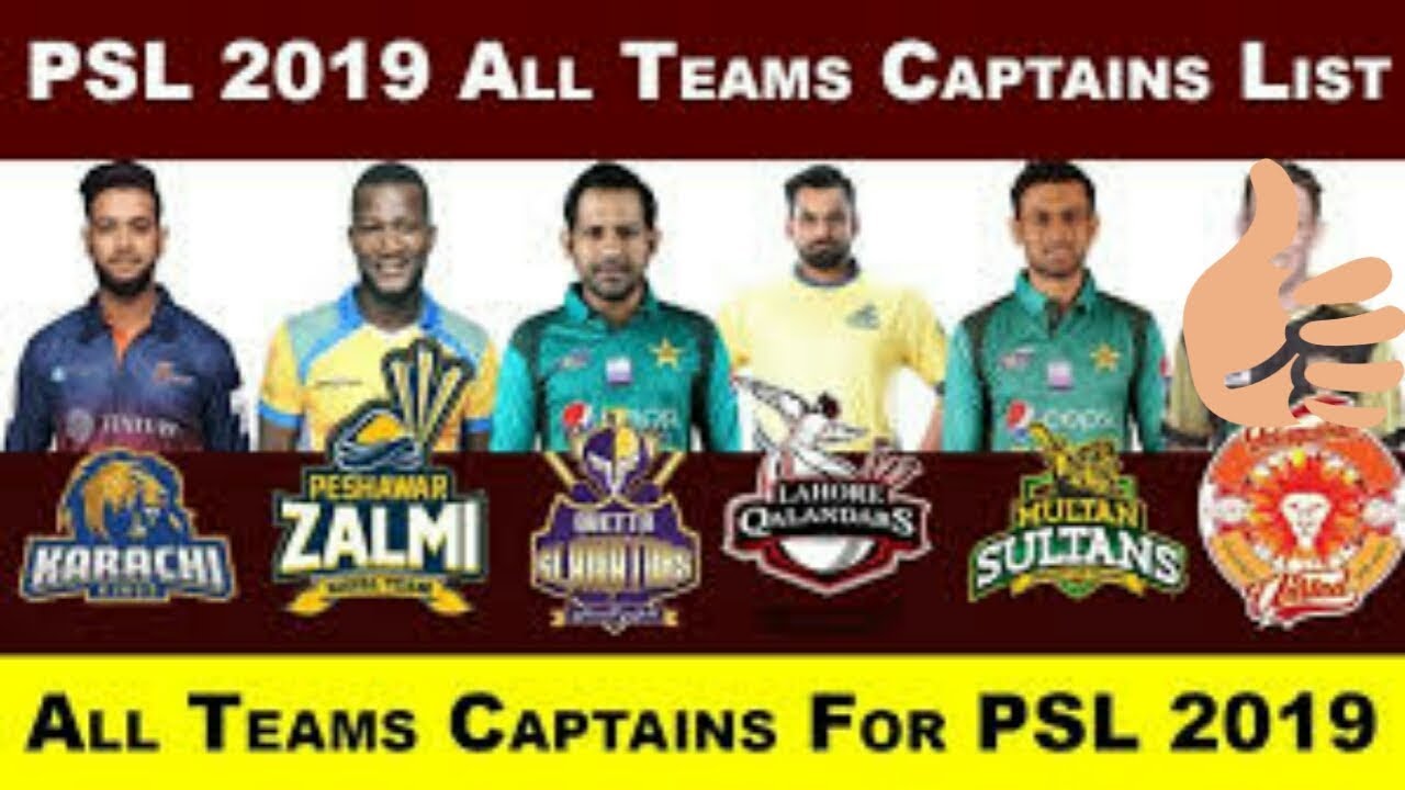 PSL 4 All Teams captains List 2019 || Malik Thoughts
