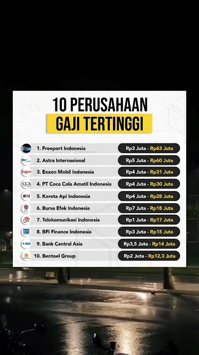 10 Gaji Perusahaan Tertinggi di Indonesia #gaji #infogacorhariini