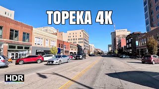 Downtown Topeka Driving Tour 4K || Downtown, Ward-Meade, Wren Statue, University of Kansas