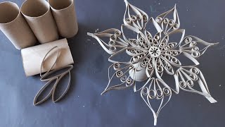 How to make Snowflake out of toilet paper rolls || Paper craft || Toilet Roll craft ideas