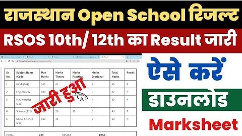 Rajasthan Open School Result 2023 Kaise Dekhe ? RSOS 10th/12th Result 2023 Kaise Check Kare ? Link