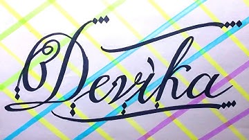 Devika Name Signature Calligraphy Status | How to Cursive write with cut Marker #devika @devika