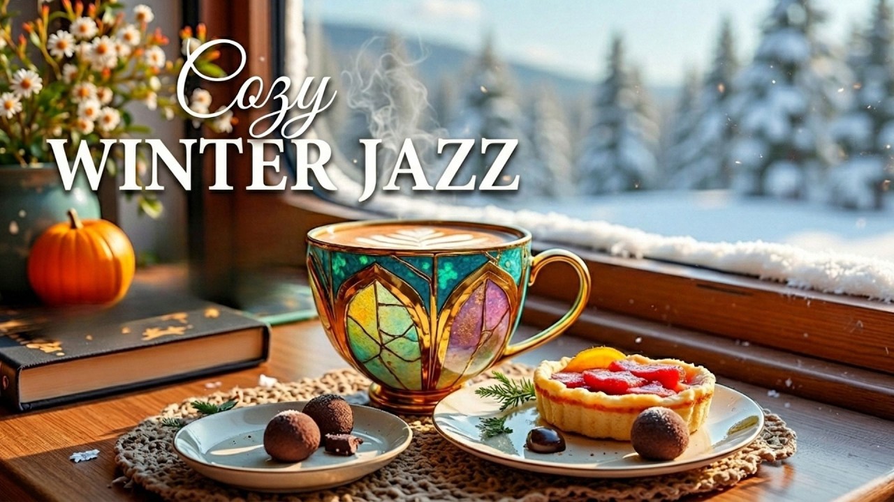 Cozy Winter Jazz ❄️🌞 Warm Cabin Ambience with Snow View for Stress Relief - Bossa Nova Instrumental