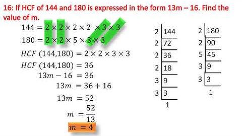 10 MATHS /NCERT/Real Numbers/Assignment Question/ If HCF of 144 and 180 is expressed in the form