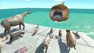 Titan Dunkleosteus Block the Dinosaur's Escape - Animal Revolt Battle Simulator