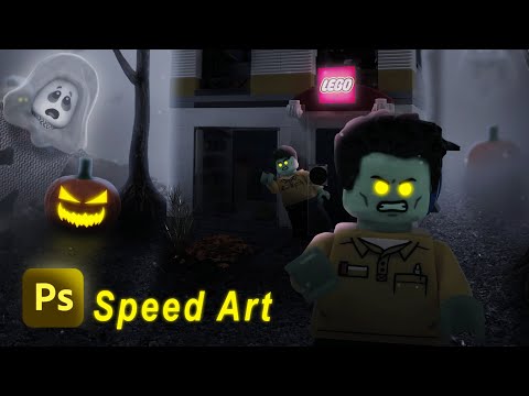 HAUNTED LEGO STORE - Photoshop Speed Art! (Halloween 2020)