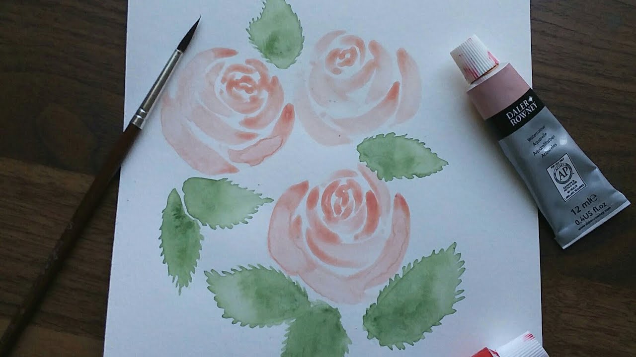 Easy watercolor roses for beginners - YouTube
