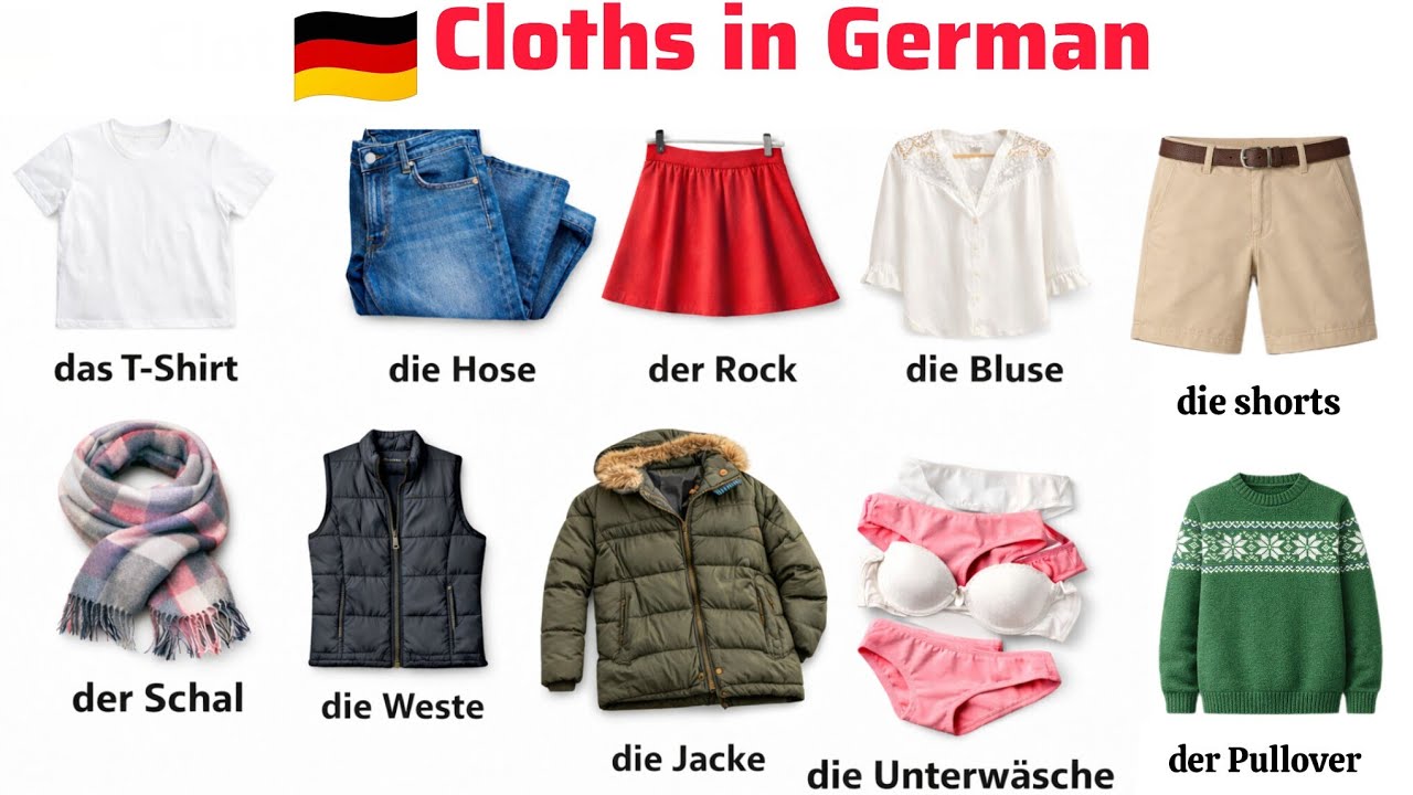 Cloths in German with simple example sentence || German learning ||Kleidungsstücke auf Deutsch ✅