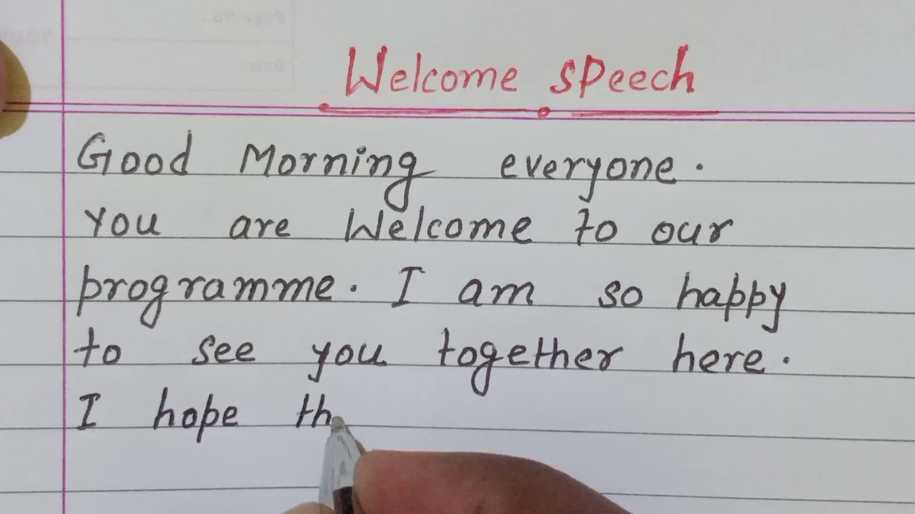 welcome speech in english video