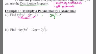 Algebra 1: 8.2 Notes: Example 1 - Multiply a Polynomial by a Monomial