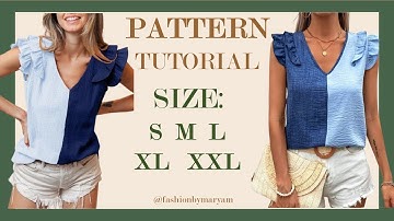 BLOUSE PATTERN/ BEGINNERS FRIENLDY TUTORIAL/ SIZE: S/M/L/XL/XXL #tutorial #pattern #blouse #top