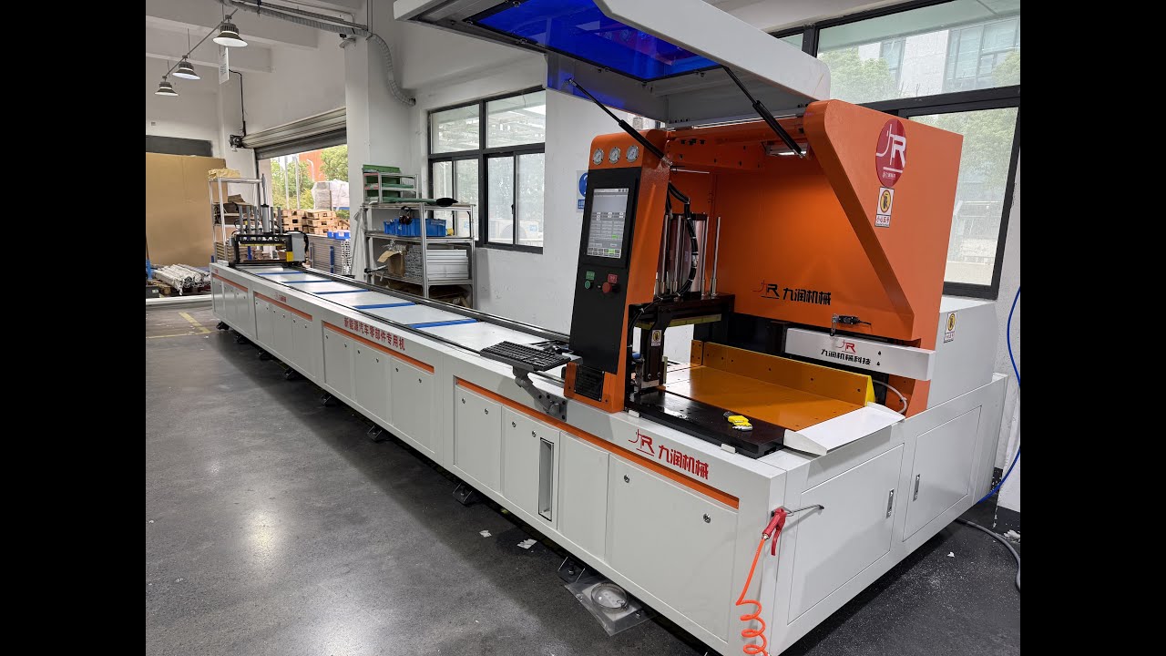 JiurunCut aluminum cutting machine videos: long feeding bed and vertical clamps