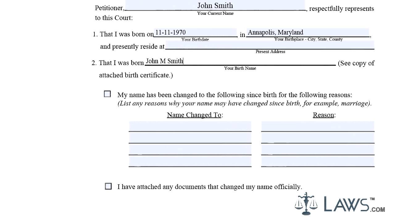 Form DR60 Petition for Change of Name