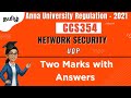 Two Marks with Answers in Tamil | CCS354 Network Security | Anna University Regulation 2021