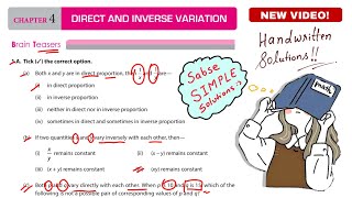 ✅ Chapter 4 Brain Teasers | DAV Class 8 Board Maths Solutions in Hindi Direct and Inverse Variation.