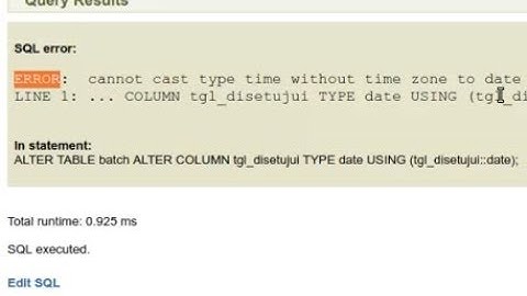 How to solve postgresql ERROR: cannot cast type time without timezone to date