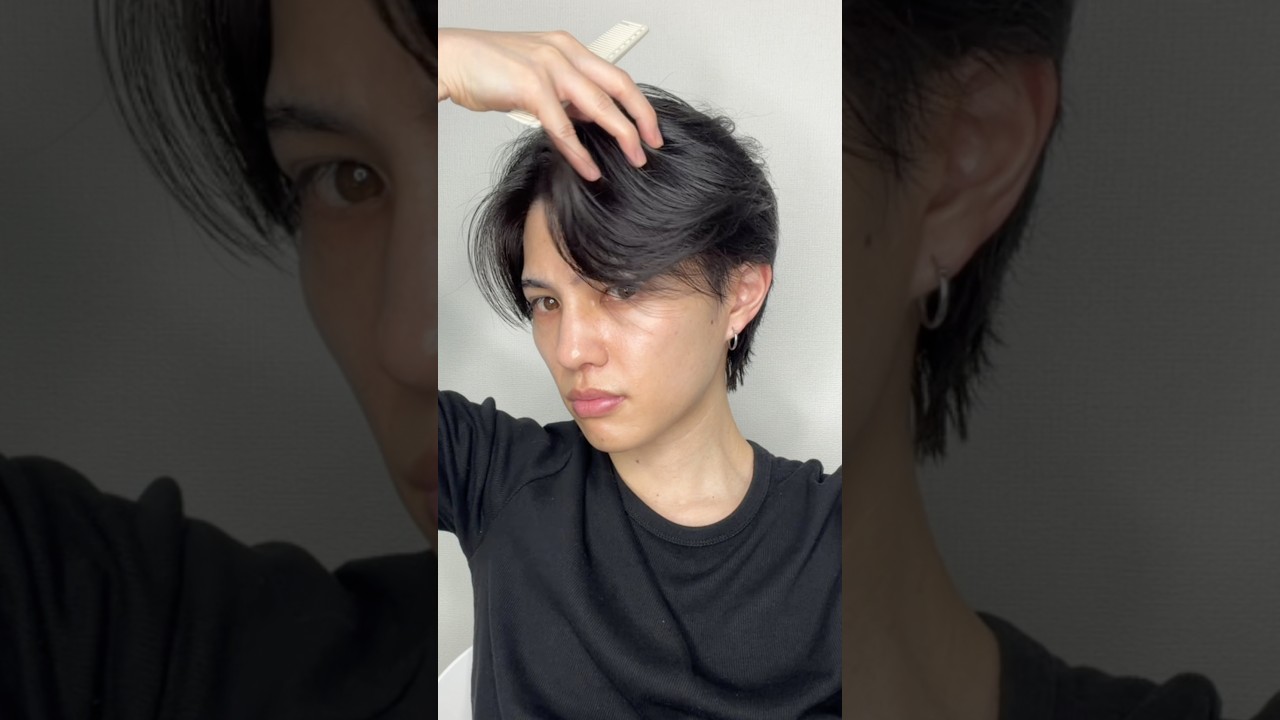 コーム使って自然な毛流れに#ニュアンスパーマ #センターパート